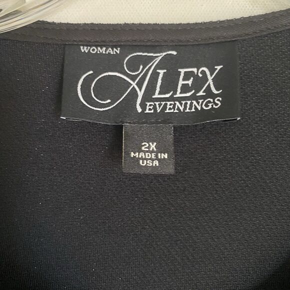 Alex Evening Beaded Sleeve Twinset 2X Black Fairy Glam Party Wedding Guest Wear - Picture 7 of 9